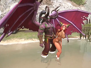 Illidan Stormrage Stand Lift and Carry Fucks a Hot Redhead Elf - Warcraft Parody