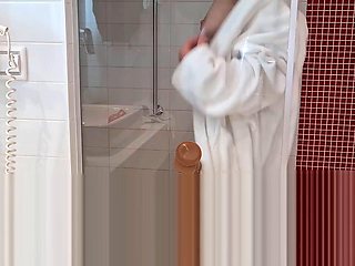 Horny MILF Fresh From Shower Stuffs Realistic Dildo Deep