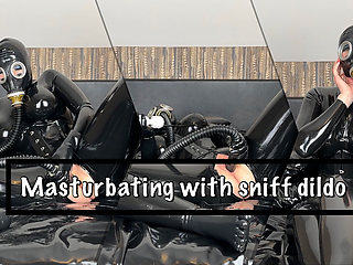 Masturbating with Sniff Dildo