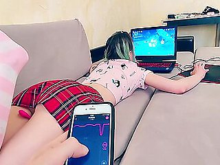 Caught My Stepsister With A Vibrator While She Was Playing A Game And Fucked Her