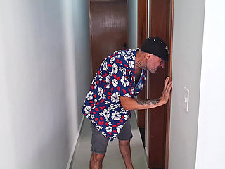 Old Man Chases Young Girl and Fucks Her in the Bathroom