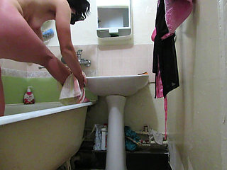 Beautiful Lady in the Bathroom. with Conversations in Russian