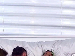 Skinny teen Alessa Savage wakes up black boyfriend with a huge cock and wants to be fucked