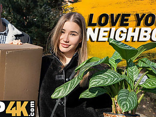 HUNT4K. I'm the sluttiest neighbour and I fuck in front of my BF! So what?