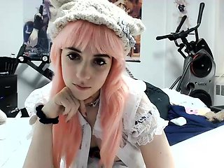 Amateur Teen with Huge Dildo Masturbating on Webcam