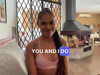 Big Booty Latina Came for Casting, Endeds up on Her Knees! Sloppy Rimjob and Cum Swallow - pov blowjob