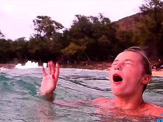 Blonde amateur teasing outdoors