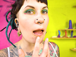 Tattooed Alt Girl Tests Z-Filmz Toywall Deep Pussy & Anal Toy Fucking