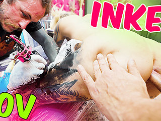 Big Boobed Tattoo Girl Gets Anal Fuck During a Tattoo Session - Gaping and ATM