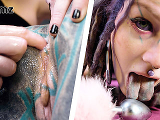 Dominatrix Miss Flora controls tattooed Anuskatzz