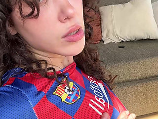 Hot Soccer Girl in Jersey & High Socks Spanks Her Ass & Shows Camel Toe