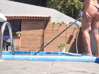 At My Friend's House, Tidying up the Pool Area, Chatting Dirty and Showing off