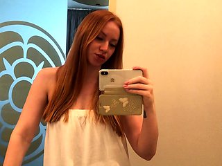 Amateur redhead masturbates then gives a blowjob