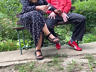 Mature Stepmom Milks My Dick Outdoors in the Park