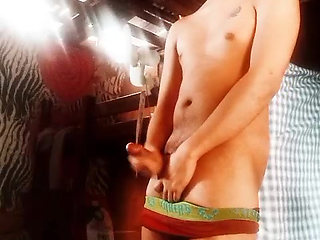 Big Dick Asian Guy Secretly Jerking