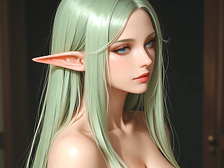 Lustrender Slideshow: Beautiful Nude Elf Head Turn Right Art - Ai Video