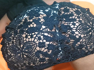 A Woman in a Black Dress at the Hotel with Her Panties Teasing Her Butt