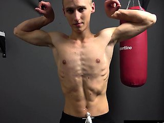 Hot Athletic Czech Boy Muscle Worship and Big Dick Handjob