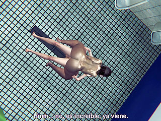 FAT hot schoolgirl fucks her best friend FEMBOY sissy in the bathroom - Hetnai 3D animation