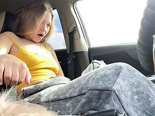 Public car squirt! Russian student Stacy_via moans & cums hard
