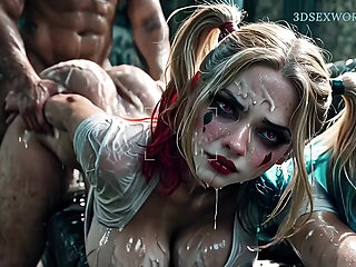 Naughty Harley Quinn Bathing in Cum (Realistic AI Generated)