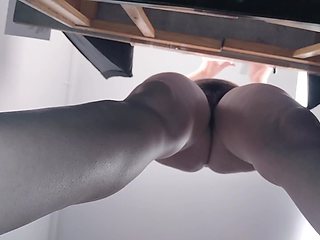 Jaw-dropping brown-haired doing nude errands around the mansion.