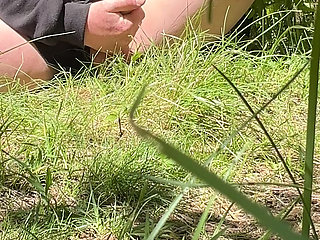 Jerk with cum at the park