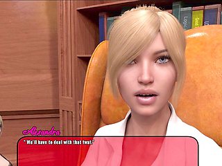 Busty blonde and brunette in a steamy adult visual novel