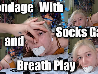 Weak Hogtied Girl Gagged with Dirty Socks