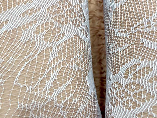 Rubbing my slim legs in hot stocking and heels