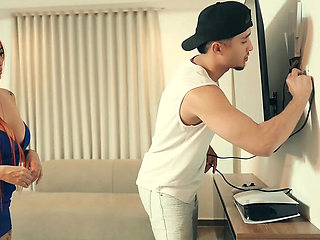 Big Tits Latina Redhead Gets Fucked Hard By Technician In Doggystyle