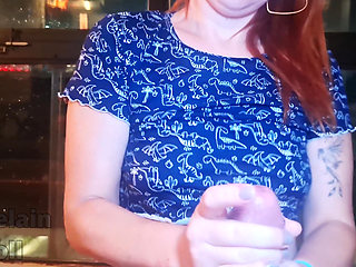 Redhead Sees Man Masturbating at the Window and Decides to Help Him