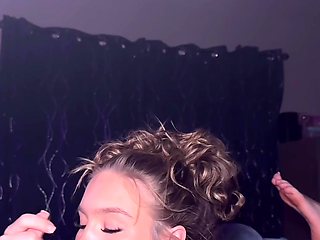 Slim Petite Blonde Beauty Sucks Her BF's BBC & His Black Ball After Hardcore Fuck In Sex Swings