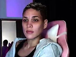 Amateur busty brunette masturbates and does hand job