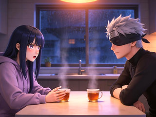 Hinata Hyuga sucking and fucking hard with Naruto Uzumaki in cowgirl, doggy style and missionary, intense moans, big ass bouncing, cream