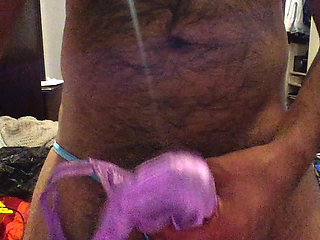 Satin Panties Wrapped Around My Throbbing Uncut Cock