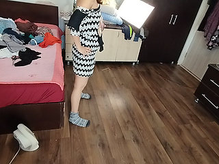 Amateur Wife Enjoys Trying on Clothes and Cutting Them