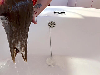 Hair Wash Bent Over the Bath Tub 3