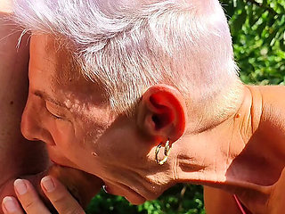 German MILF Blowjob Cumshot Outdoor Subway Parking Lot Big Tits