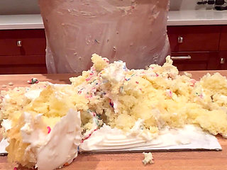 Step Mom Ruins Birthday Cake with Her Huge Tits