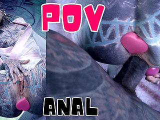 Tattood Girl with Glasses and Buttplug Fucks a Tattooed Dick, DP, Facial