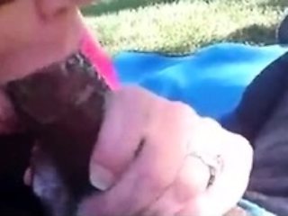 Big tit blonde gives blowjob to big cock