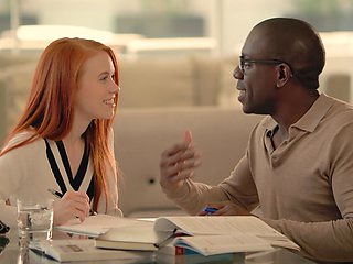 Redhead hottie Dolly Little gets her pussy railed hard.