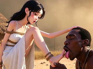 White Woman Tied in Africa - African Man Licking Her Feet