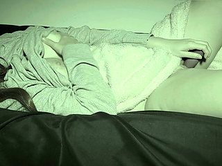 They almost catch me masturbating on my friend's couch.  Recorded with night vision camera.