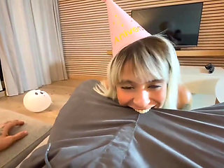 On My Birthday I Sat on the Cock and Received a Lot of Milk Inside the Pussy