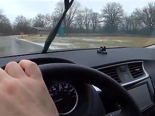 Teen Girl in Plaid Skirt Gets a Ride to School From a Stranger on a Snowy Day