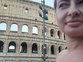 Picked up in Rome! Risky Villa Sex with No panties MILF.  Massive Creampie Finish