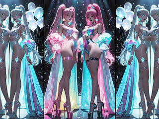 Animes get cum, do cum kissing and swallow