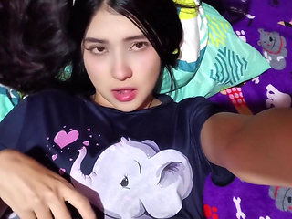 Colombian Girl Masturbating Alone and Moaning While Watching a Porn Movie